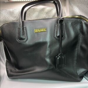 Joy & Iman Classic Black Leather Tote